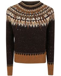 Ermanno Scervino - Long-Sleeved Knit Sweater With Crystal Embellishments - Lyst