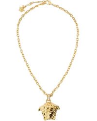 Versace - Goldene medusa halskette mit strass - Lyst