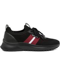 Bally - Schoenen ,Zwart ,Leer Zwarte Sneaker Met Vetersluiting En Treklip - Lyst