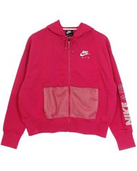 Nike - Fitness ,Roze ,Katoen Fireberry/Wit Rits Hoodie Sportkleding Air Top - Lyst
