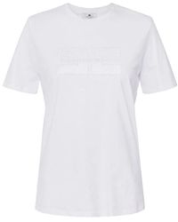 Elisabetta Franchi - Kurzarmiges baumwoll-jersey-t-shirt mit strass-logo - Lyst
