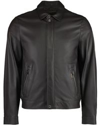 Moorer - Jassen ,Bruin ,Leer Stijlvolle Leren Jas Met Ritssluiting - Lyst