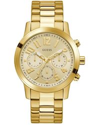 Guess - Accessoires ,Geel ,Roestvrijstalen Multifunctioneel Horloge 44 Mm - Lyst