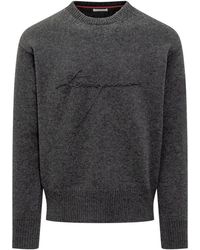 Ferragamo - Fijngebreide Trui Met Ronde Hals Van Scheerwol - Lyst
