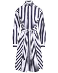 Polo Ralph Lauren - Abito camicia a righe in cotone - Lyst