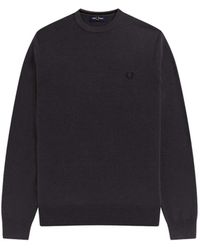 Fred Perry - Truien & Vesten ,Grijs ,Katoen Klassieke Trui Met Ronde Hals - Lyst