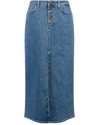 Dondup - Rokken ,Blauw ,Denim Lange Stretch Denim Rok - Lyst