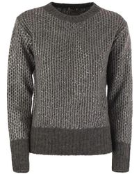 Herno - Truien & Vesten ,Grijs ,Pailletten Sequin Knit Crew Neck Sweater - Lyst