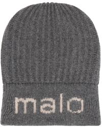 Malo - Accessoires ,Grijs ,Wol Geribbelde Beanie - Lyst