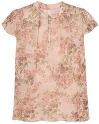 Oltre - Viskosebluse Mit Muster - Lyst