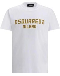DSquared² - Monogramm baumwoll t-shirt mit geripptem rundhalsausschnitt - Lyst