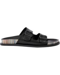 Paul Smith - Zwarte Leren Instap Sandalen Met Dubbele Gesp - Lyst