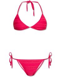 Balmain - Badmode ,Roze ,Bikini Met Logo-Print - Lyst