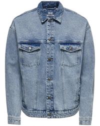 Only & Sons - Jassen ,Blauw ,Denim Licht Gebleekte Denim Jack - Lyst