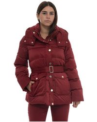 Liu Jo - Jassen ,Rood ,Leer Hooded Down Jacket - Lyst