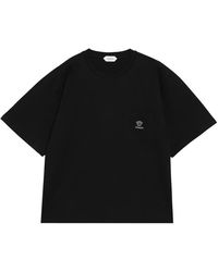 Versace - Tops ,Zwart ,Katoen Geborduurd Katoenen T-Shirt - Lyst
