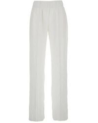 Grifoni - Broeken ,Wit ,Linnen Witte Linnen Broek Met Elastische Taille - Lyst
