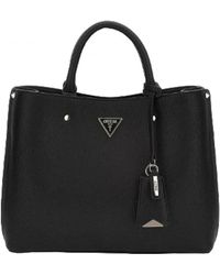Guess - Neue rechteckige schwarze handtasche mit körnigem effekt und logo - Lyst