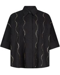 Liu Jo - Overhemden ,Zwart ,Katoen Shirt Met Korte Mouwen - Lyst