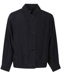 Prada - Jassen ,Blauw ,Leer Washed Silk Jacket - Lyst