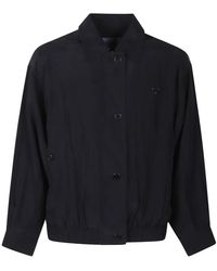 Prada - Jassen ,Blauw ,Leer Washed Silk Jacket - Lyst
