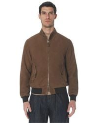 The Jack Leathers - Jassen ,Bruin ,Katoen Suède Jas Met Geribbelde Katoenen Manchetten - Lyst