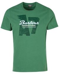 Barbour - Tops ,Groen ,Katoen Grafische Print Racing T-Shirt - Lyst