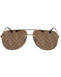 Fendi - Accessoires ,Geel ,Stijlvolle Zonnebril Met Uniek Ontwerp - Lyst