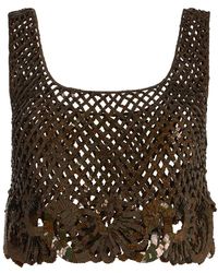 Alberta Ferretti - Cropped Top Met Brede Bandjes - Lyst