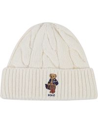 Ralph Lauren - Accessoires ,Wit ,Wol Polo Bear Cable-Knit Muts - Lyst