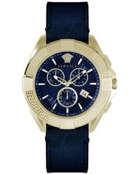 Versace - Armbanduhr chronograph chrono sporty blau, gold 46 mm ve5ca0223 - Lyst