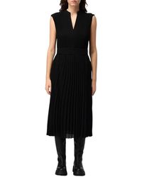HUGO - Elegantes Schwarzes Midi-Kleid Ärmellos V-Ausschnitt - Lyst