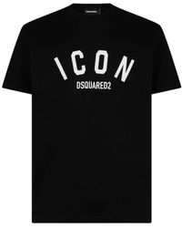 DSquared² - Tops ,Zwart ,Katoen Zwarte Katoenen T-Shirt - Lyst