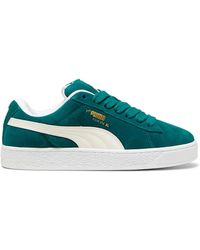 PUMA - Schoenen ,Groen ,Suède Groene Suède Sneakers Met Leren Details - Lyst