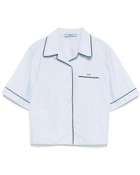 Prada - Blaues Button-Up Hemd Mit Logo - Lyst