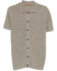Barena - Truien & Vesten ,Maglia Cardigan Met Knopen, Half Lange Mouwen Met Ribbels En Overhemdkraag - Lyst