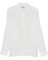 MC2 Saint Barth - Tops ,Wit ,Linnen Raphael Long Sleeve Linen Polo - Lyst