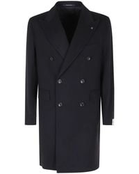 Tagliatore - Jassen ,Blauw ,Wol Cappotto Doppiopetto - Lyst
