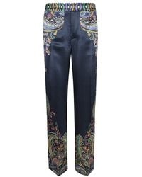 Etro - Broeken ,Veelkleurig ,Satijn Wide-Leg Broek - Lyst
