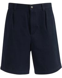 A.P.C. - Korte Broeken ,Blauw ,Katoen Bermuda Plisse - Lyst