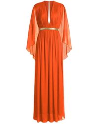 Alberta Ferretti - Lange Zijden Gown Met Cape - Lyst