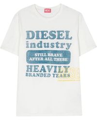 DIESEL - Cotone logo print t-shirt e polo - Lyst