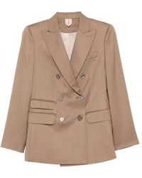 Max Mara - Jassen ,Bruin ,Wol Double-Breasted Wool Twill Blazer - Lyst