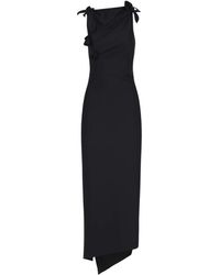 Coperni - Kleedjes ,Zwart ,Polyester Asymmetrische Bloemenjurk - Lyst
