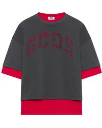 Gcds - Tops ,Grijs ,Katoen Patch Logo Solarized T-Shirt - Lyst