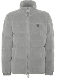 Philipp Plein - Jassen ,Grijs ,Polyester Wool Puffer Jacket Late Checkout - Lyst
