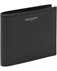 Saint Laurent - Leather Bi-Fold Wallet With Logo For - Lyst