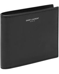 Saint Laurent - Leather Bi-Fold Wallet With Logo For - Lyst