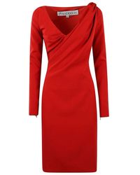 JW Anderson - V-Hals Gedrapeerde Jurk - Lyst