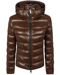 Herno - Jassen ,Bruin ,Leer Kort Donsjack Met Capuchon - Lyst
